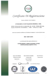 Certificazione Stradaioli Costruzioni Generali – ISO 14001 – Sistema di Gestione Ambientale