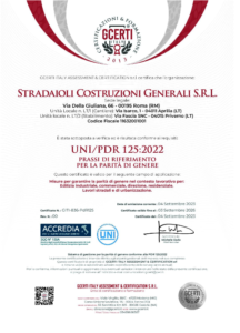 Certificazione Stradaioli Costruzioni Generali – UNI/PDR 125 – Sistema di Gestione per la Parità di Genere